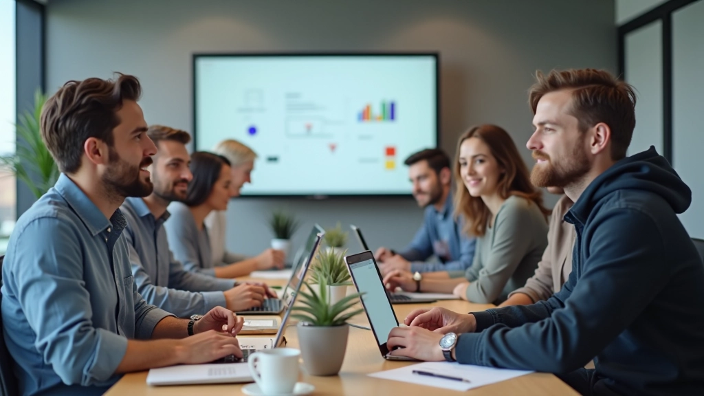 Team di designer e sviluppatori che lavorano insieme in ufficio moderno, collaborazione progettuale visibile